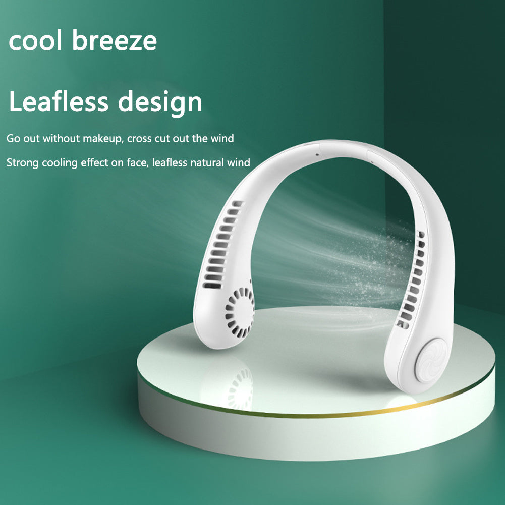 Portable Neck Fan – 360° Leafless Cooling, 78 Air Outlets, USB Rechargeable (4000mAh).