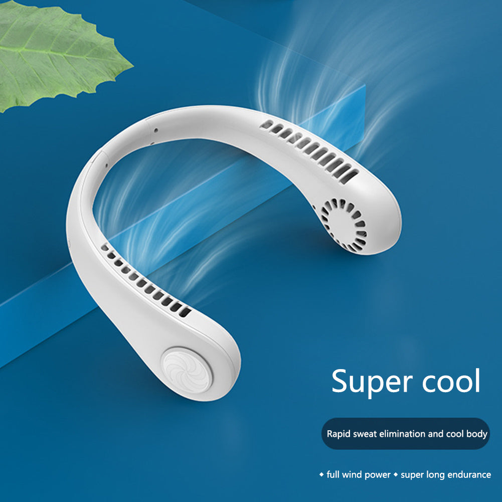 Portable Neck Fan – 360° Leafless Cooling, 78 Air Outlets, USB Rechargeable (4000mAh).