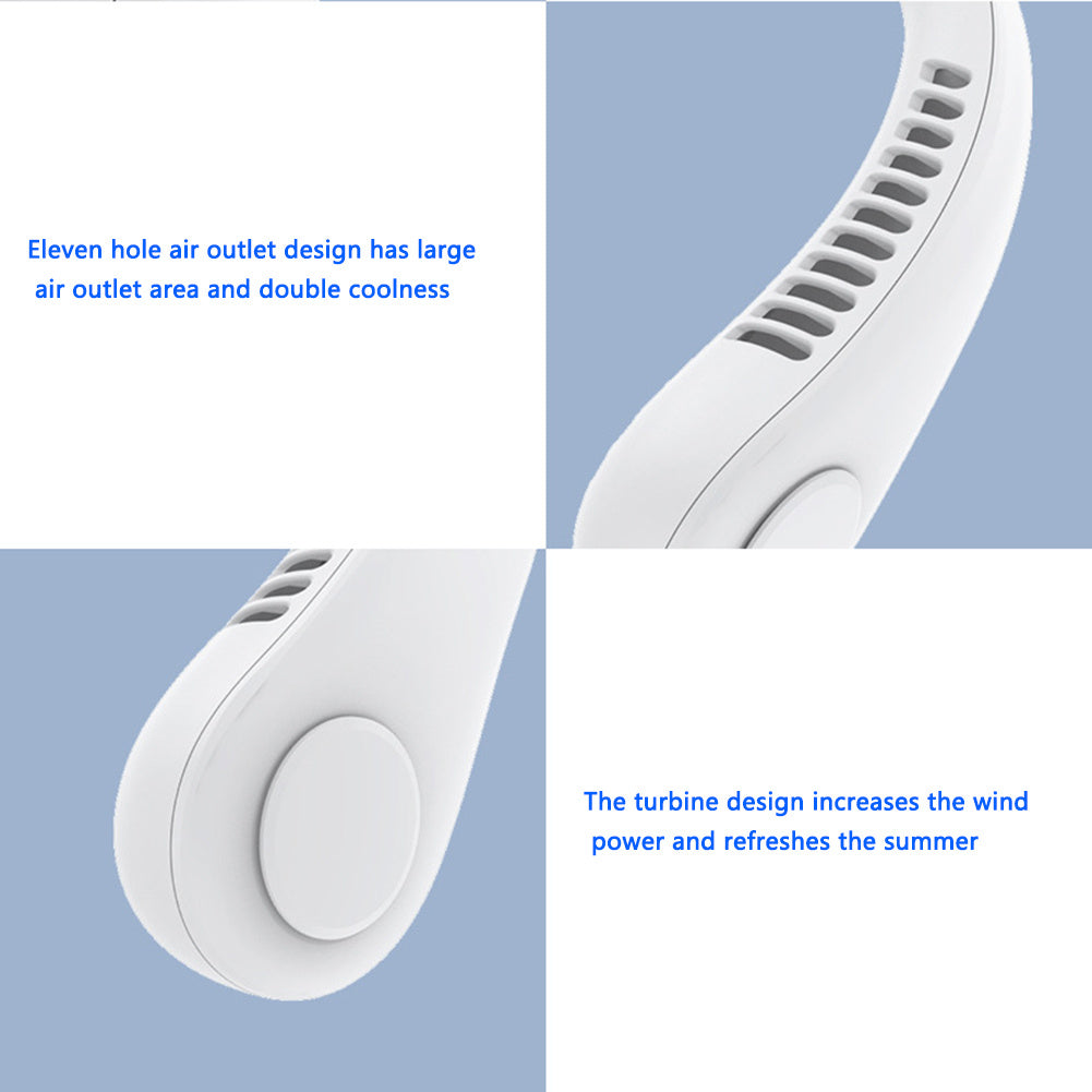 Portable Neck Fan – 360° Leafless Cooling, 78 Air Outlets, USB Rechargeable (4000mAh).