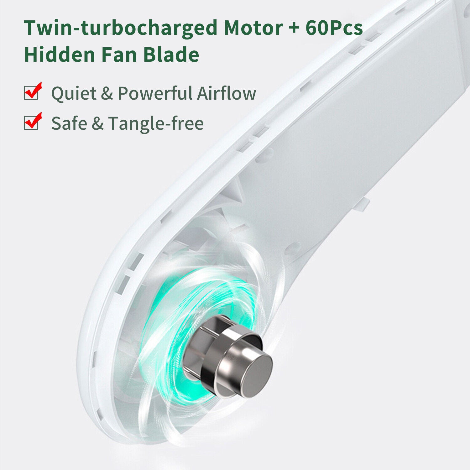 Portable Neck Fan – 360° Leafless Cooling, 78 Air Outlets, USB Rechargeable (4000mAh).
