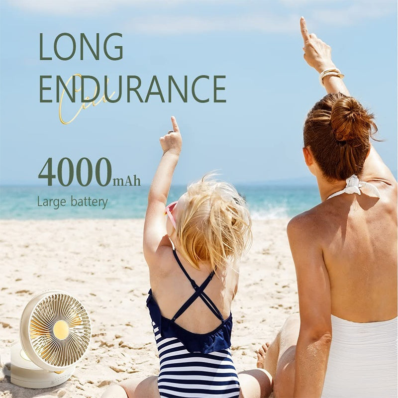 Rechargeable Foldable Table Fan with Remote, 90° Oscillation, Quiet, USB Powered.