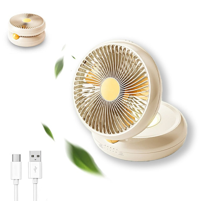 Rechargeable Foldable Table Fan with Remote, 90° Oscillation, Quiet, USB Powered.