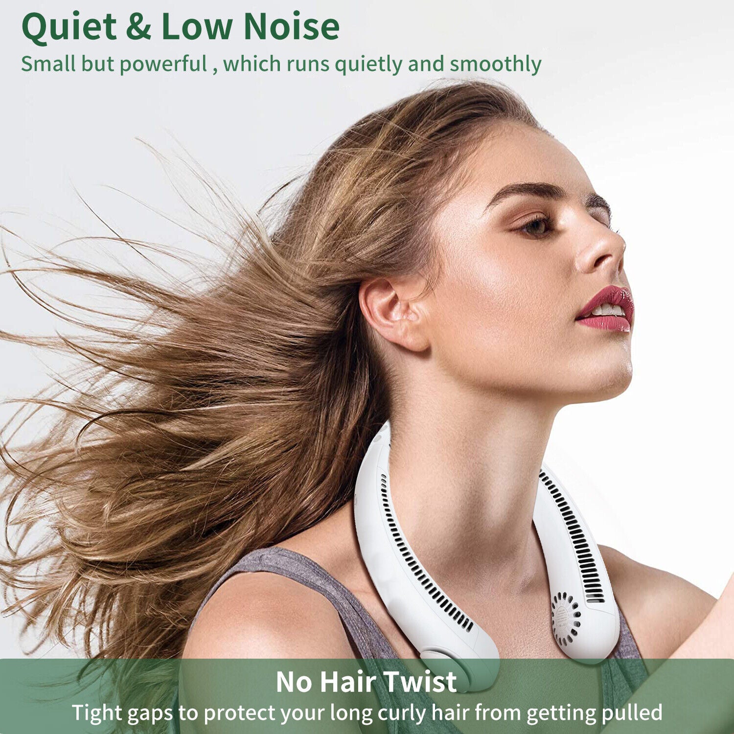 Portable Neck Fan – 360° Leafless Cooling, 78 Air Outlets, USB Rechargeable (4000mAh).